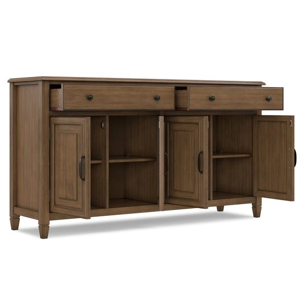 English Elm Connaught Solid Wood Buffet Cabinet Rustic Brown Raised Panel Doors Dining Storage B136P510692