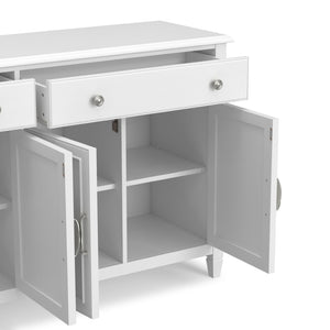 English Elm Connaught Solid Wood Buffet with Bronze Hardware and Raised Panel Doors for Dining White B136P510693