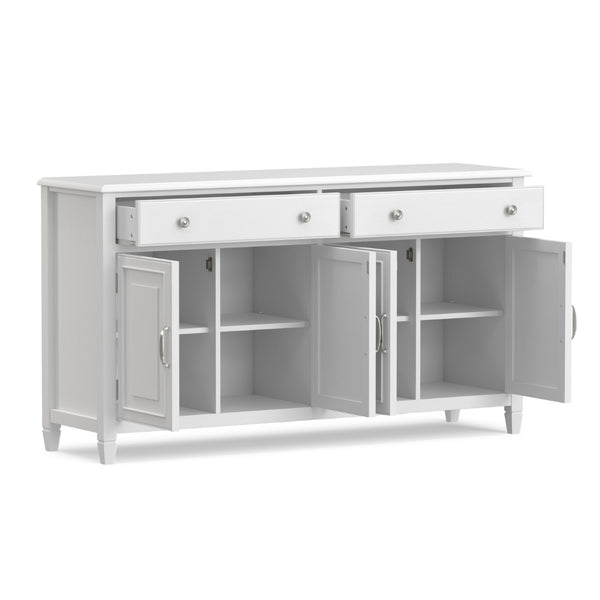 English Elm Connaught Solid Wood Buffet with Bronze Hardware and Raised Panel Doors for Dining White B136P510693