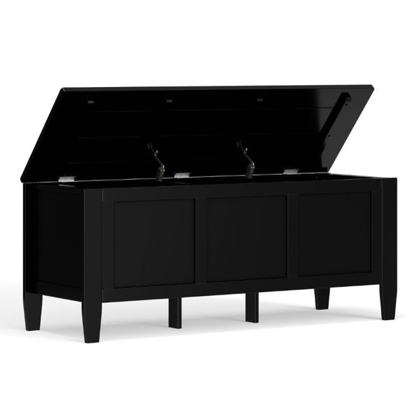 English Elm Brooklyn Paneled Storage Trunk Bench with Lift Top Matte Black Finish Entryway Seating B136P515440