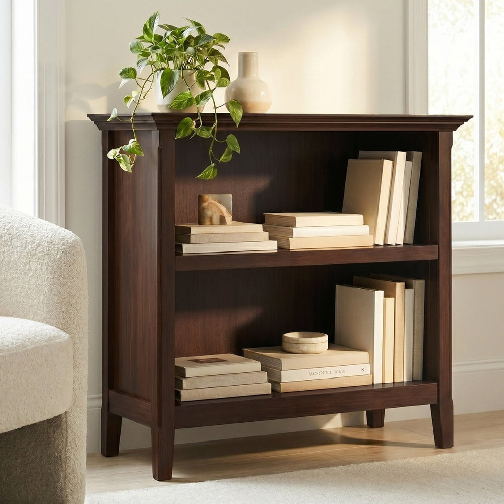 English Elm Amherst Two Shelf Solid Wood Bookcase with Tapered Legs for Living Room Display B136P515441