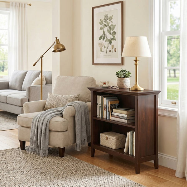 English Elm Amherst Two Shelf Solid Wood Bookcase with Tapered Legs for Living Room Display B136P515441