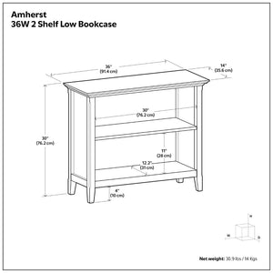 English Elm Amherst Two Shelf Solid Wood Bookcase with Tapered Legs for Living Room Display B136P515441