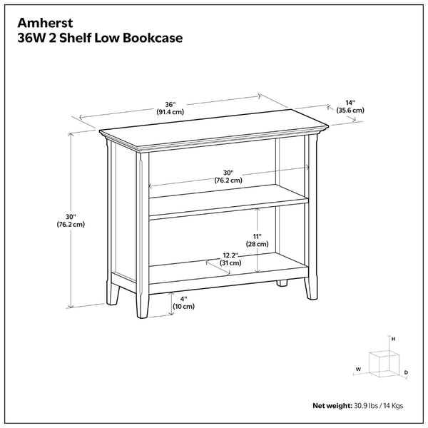 English Elm Amherst Two Shelf Solid Wood Bookcase with Tapered Legs for Living Room Display B136P515441