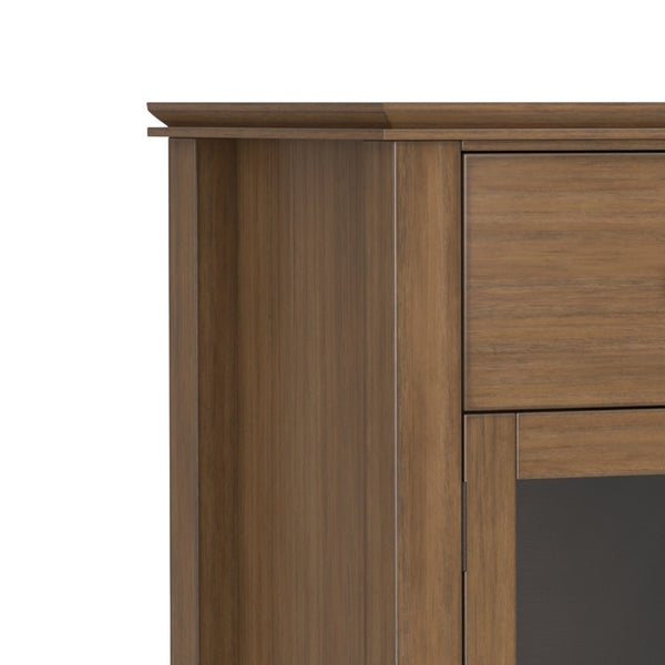English Elm Artisan Pine Sideboard with Six Drawers and Glass Doors for Dining Room Storage B136P515442