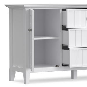 English Elm Bedford Solid Wood Buffet with White Stain Finish and Brushed Nickel Hardware for Dining B136P515443