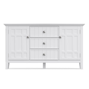English Elm Bedford Solid Wood Buffet with White Stain Finish and Brushed Nickel Hardware for Dining B136P515443