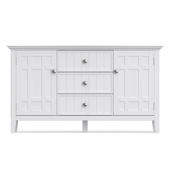 English Elm Bedford Solid Wood Buffet with White Stain Finish and Brushed Nickel Hardware for Dining B136P515443