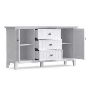 English Elm Bedford Solid Wood Buffet with White Stain Finish and Brushed Nickel Hardware for Dining B136P515443