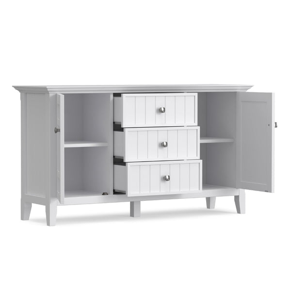 English Elm Bedford Solid Wood Buffet with White Stain Finish and Brushed Nickel Hardware for Dining B136P515443