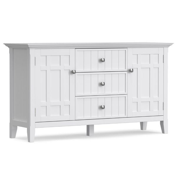 English Elm Bedford Solid Wood Buffet with White Stain Finish and Brushed Nickel Hardware for Dining B136P515443