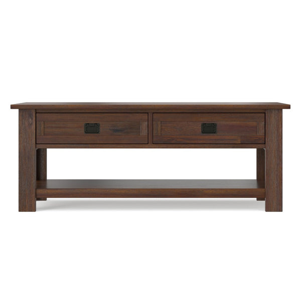 English Elm Monroe Solid Acacia Wood Coffee Table with Storage Drawers for Farmhouse Living Rooms B136P515444