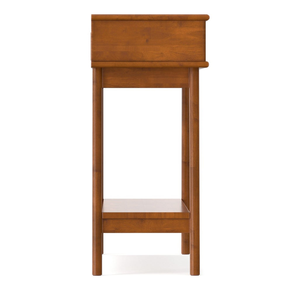 English Elm Draper Solid Wood Console Table Mid-century Entryway Piece with Drawers and Open Shelf B136P515445