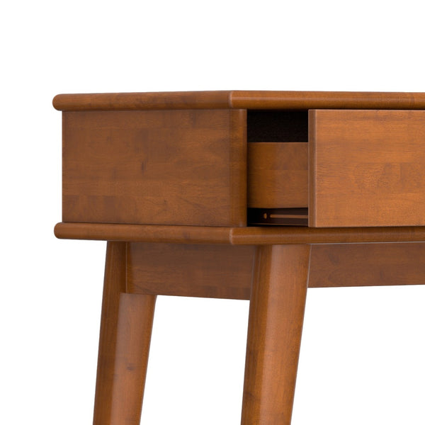English Elm Draper Solid Wood Console Table Mid-century Entryway Piece with Drawers and Open Shelf B136P515445
