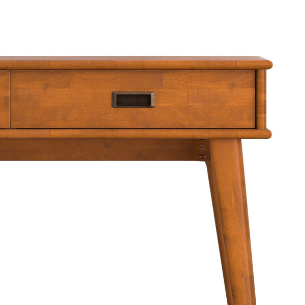 English Elm Draper Solid Wood Console Table Mid-century Entryway Piece with Drawers and Open Shelf B136P515445