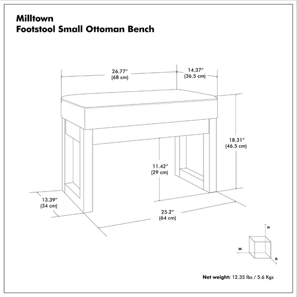 English Elm Milltown Compact Linen Upholstered Ottoman Bench for Bedroom Entryway or Reading Nook B136P515446