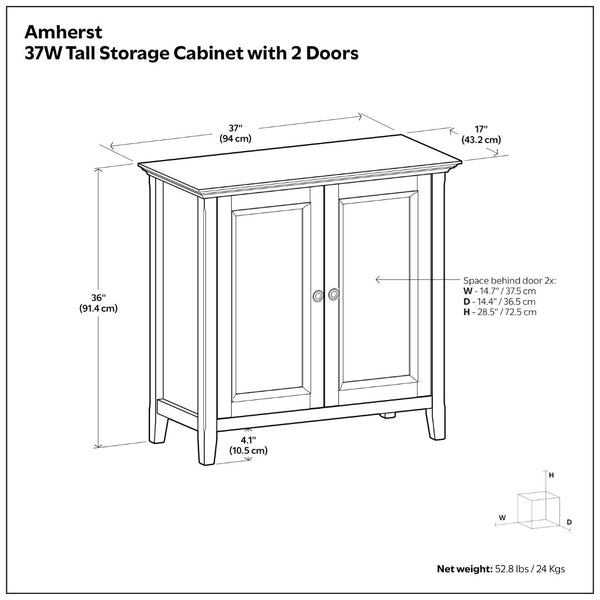 English Elm Amherst Solid Wood Storage Cabinet Hickory Brown Finish Transitional Style Two Doors B136P515447