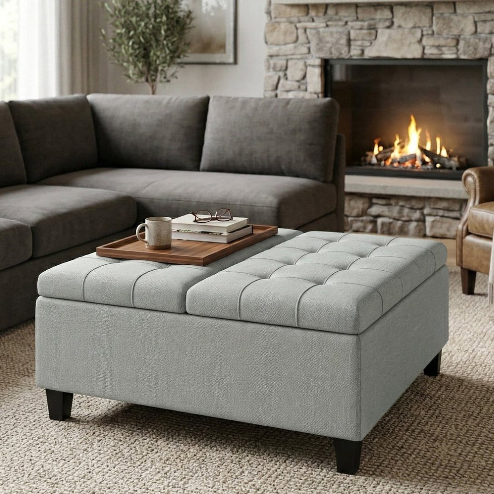 English Elm Harrison Tufted Storage Ottoman Lift Top Coffee Table for Living Room Decor B136P515448