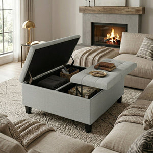 English Elm Harrison Tufted Storage Ottoman Lift Top Coffee Table for Living Room Decor B136P515448