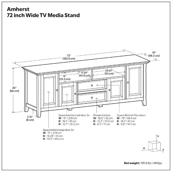 English Elm Amherst Pine Wood TV Console with Cabinet Doors and Drawers for Living Room B136P515449