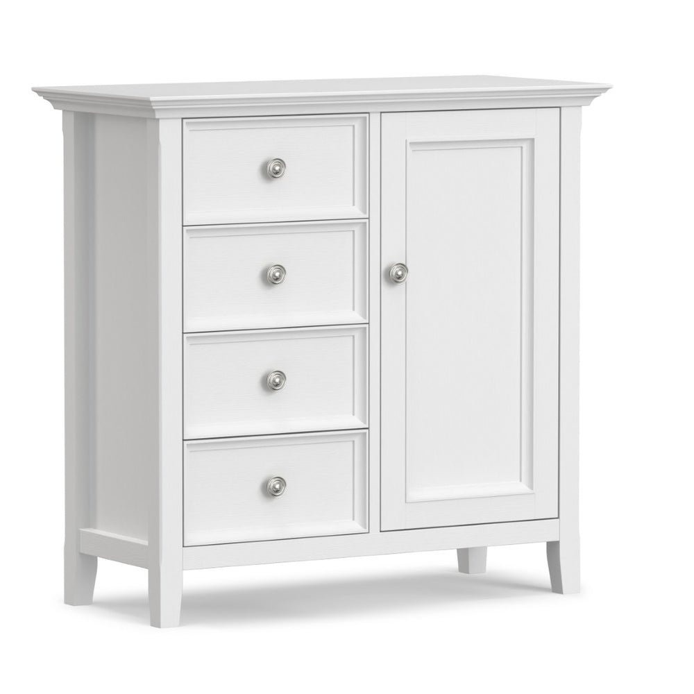 English Elm Amherst White Pine Storage Cabinet with Four Drawers and Bronze Hardware for Any Room B136P519006