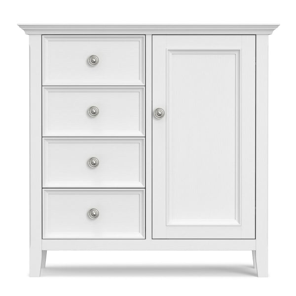 English Elm Amherst White Pine Storage Cabinet with Four Drawers and Bronze Hardware for Any Room B136P519006