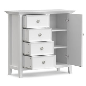 English Elm Amherst White Pine Storage Cabinet with Four Drawers and Bronze Hardware for Any Room B136P519006