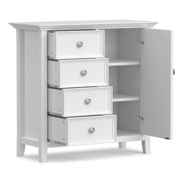 English Elm Amherst White Pine Storage Cabinet with Four Drawers and Bronze Hardware for Any Room B136P519006