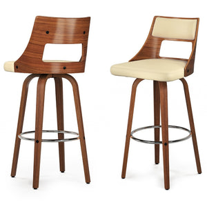 English Elm Dallyn Swivel Counterstools Set of 2 Faux Leather Seats Walnut Frame Kitchen Bar B136P529264