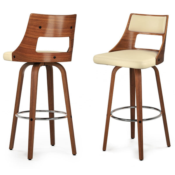 English Elm Dallyn Swivel Counterstools Set of 2 Faux Leather Seats Walnut Frame Kitchen Bar B136P529264