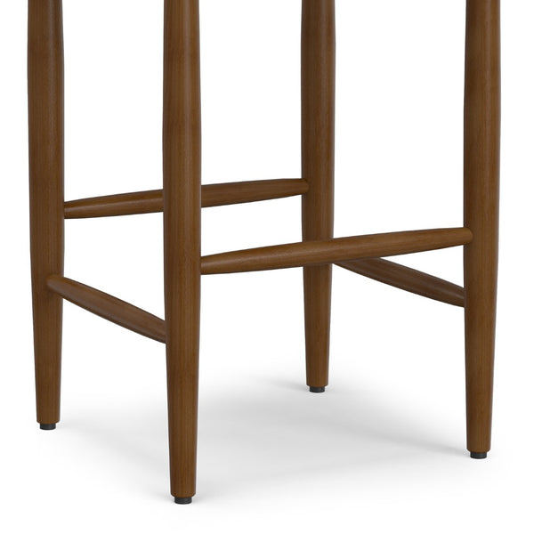 English Elm Molly Mid-Century Barstool Solid Beech Wood Frame Padded Faux Leather Kitchen Seat B136P529265