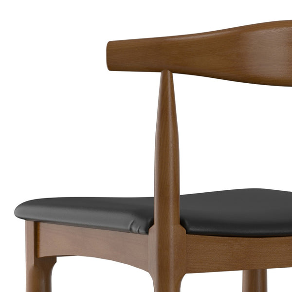English Elm Molly Mid-Century Barstool Solid Beech Wood Frame Padded Faux Leather Kitchen Seat B136P529265