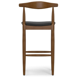 English Elm Molly Mid-Century Barstool Solid Beech Wood Frame Padded Faux Leather Kitchen Seat B136P529265
