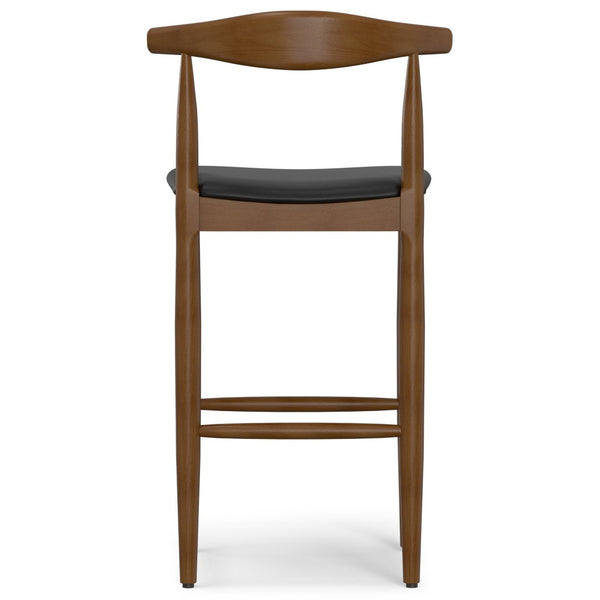 English Elm Molly Mid-Century Barstool Solid Beech Wood Frame Padded Faux Leather Kitchen Seat B136P529265