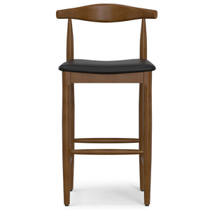 English Elm Molly Mid-Century Barstool Solid Beech Wood Frame Padded Faux Leather Kitchen Seat B136P529265