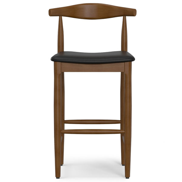 English Elm Molly Mid-Century Barstool Solid Beech Wood Frame Padded Faux Leather Kitchen Seat B136P529265