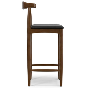 English Elm Molly Mid-Century Barstool Solid Beech Wood Frame Padded Faux Leather Kitchen Seat B136P529265