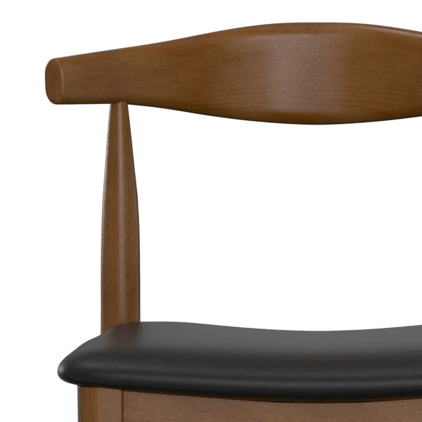 English Elm Molly Mid-Century Barstool Solid Beech Wood Frame Padded Faux Leather Kitchen Seat B136P529265