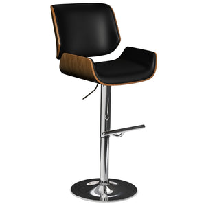 English Elm Dixie Bentwood Swivel Barstool with Walnut Veneer and Chrome Base for Kitchen Islands B136P529266