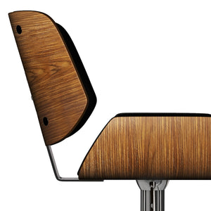 English Elm Dixie Bentwood Swivel Barstool with Walnut Veneer and Chrome Base for Kitchen Islands B136P529266
