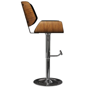 English Elm Dixie Bentwood Swivel Barstool with Walnut Veneer and Chrome Base for Kitchen Islands B136P529266