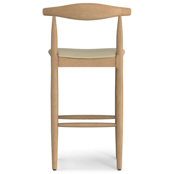 English Elm Molly Mid-Century Bar Stool with Beech Wood Legs and Faux Leather Padded Seat B136P529267