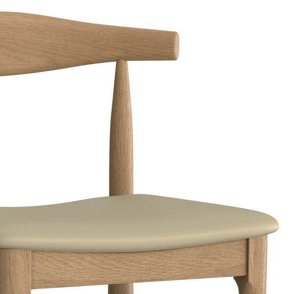 English Elm Molly Mid-Century Bar Stool with Beech Wood Legs and Faux Leather Padded Seat B136P529267