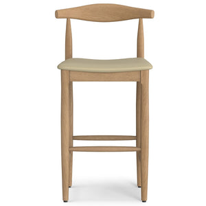English Elm Molly Mid-Century Bar Stool with Beech Wood Legs and Faux Leather Padded Seat B136P529267