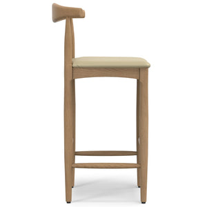 English Elm Molly Mid-Century Bar Stool with Beech Wood Legs and Faux Leather Padded Seat B136P529267