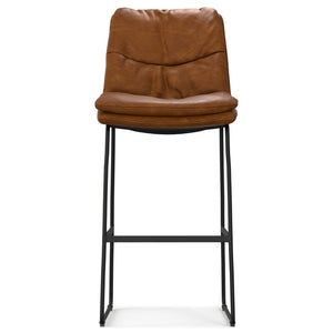 English Elm Danika Tufted Faux Leather Bar Stools Set of 2 with High Back and Iron Base B136P529268