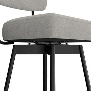 English Elm Giselle Upholstered Swivel Barstools Set of 2 with Grey Fabric and Black Metal Frame B136P529269