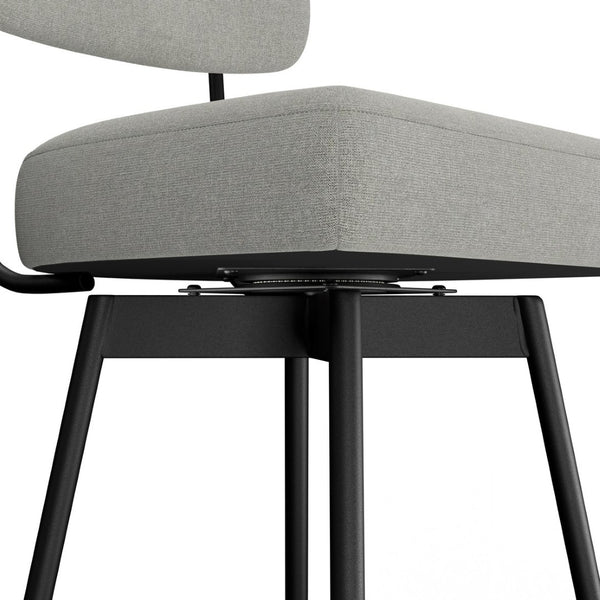 English Elm Giselle Upholstered Swivel Barstools Set of 2 with Grey Fabric and Black Metal Frame B136P529269