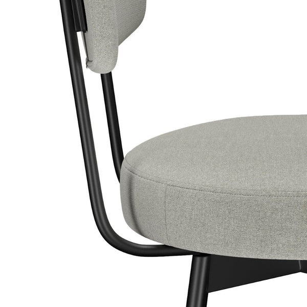 English Elm Giselle Upholstered Swivel Barstools Set of 2 with Grey Fabric and Black Metal Frame B136P529269
