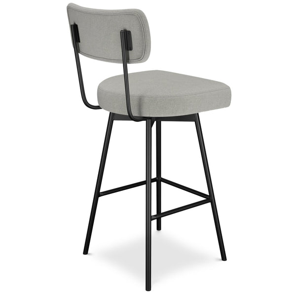 English Elm Giselle Upholstered Swivel Barstools Set of 2 with Grey Fabric and Black Metal Frame B136P529269